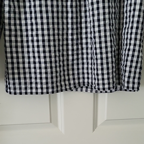 J. Crew Womens Small Black White Gingham Embroidered Peasant Top Square Neck - Picture 6 of 8